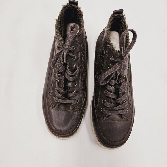 Jambu Eco Designs Lotus Mid Top Lace Up Biodegradable Brown Womens Faux Fur 6.5 - Picture 8 of 12